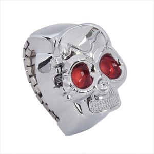 Olhos Vermelhos Crânio Design Stretchy Banda de Quartzo Anel relógio para Senhora Homens Anéis