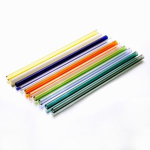 18cm/20cm/25cm Reusable Eco Friendly Glass Drinking Straws Clear Colored Curved Straight Milk Cocktail Straw