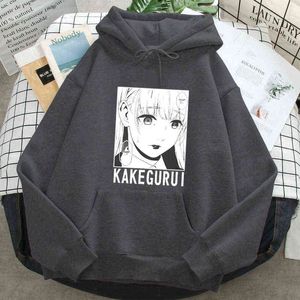 Kakegurui Anime och Manga Söt Hoodies 2021 Mens New Casual Fleece Sweatshirt Höst Vårficka Långärmad Hooded Streetwear H1227
