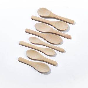 1000Pcs/lot No Paint Natural Wooden Honey Spoon Kitchen Cooking Teaspoon Condiment Utensil Coffee Kid Ice Cream Tableware Tool