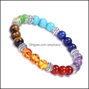 Style Chakra Bracelets Natural Stone Black Lava Kulki Bransoletka Kobiety Mężczyźni Nce Budda Budda Biżuteria 8 mm, pasmowe dostawa 20