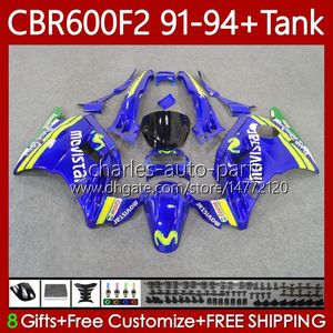 Bodys + Tank dla Honda MOVISTAR Blue CBR600 CBR 600 F2 FS CC 600F2 91-94 Nadwozie 63NO.49 600FS 600CC CBR600F2 91 92 93 94 CBR600-F2 CBR600FS 1991 1992 1993 1994 Zestaw targowy