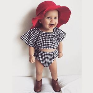 Baby Clothes Style Summer Plaid Girls Set Cotton Kids Clothing Infant 210515