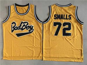 Дешевые баскетбольные майки с фильмами Bad Boy Notorious Big 72 Biggie Smalls Джерси Мужские спортивные все сшитые желтого цвета Высочайшее качество в продаже