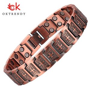 Oktrendy cobre ímãs pulseiras pulseiras homens pulseira metal cura magnética cruz jóias jóias