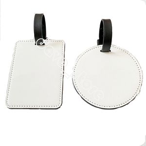 Wholesale party favors luggage tags resale online - Sublimation Blank Leather Luggage Tag Party Favor Double Sided Heat Transfer Label Tags Creative DIY Keychain Gift
