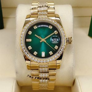 Luksusowy zegarek Montre Wysokiej jakości męski zegarek Złotego Złotego Watch 36 mm w mechanicznej stali z funkcją kalendarza i Diamond Band Watch Watch