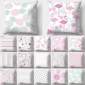 Pink Flamingo Flower Print Decorative Cushions Kudde Polyester Kudde Cover Throw Pillow Sofa Decoration Pillowcover 40943 CUDHION/DEC