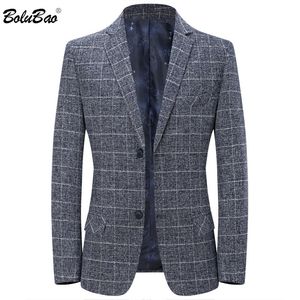 Bolubao Moda Marka Mężczyźni Casual Blazer Mężczyźni Slim-Fit Plaid Suit Kurtka Wiosna Biznes Trend Wild Blazers Płaszcze Mężczyzna 210518