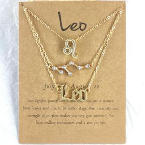 12 Collane zodiacali 3 Stili con segno di costellazione di carte regalo Ciondolo Catene in argento Collana per uomo Donna Gioielli di moda sfusi