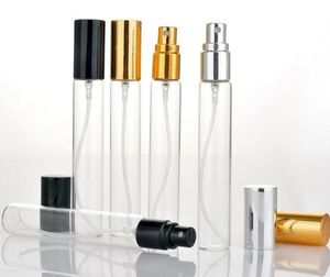 Marknad Mini Parfym Provflaskor 15ml Glas Travel Tom Spray Atomizer med svart guld Silver Cap på kampanj