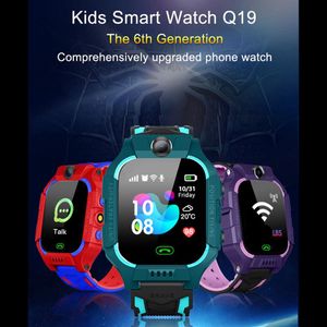 Wholesale mobile phone track resale online - Q19 Childrens Smart Watch G Sim Card LBS Tracker SOS Camera Mobile Phone Voice Chat Smart Watch Math Game Flashlighta31