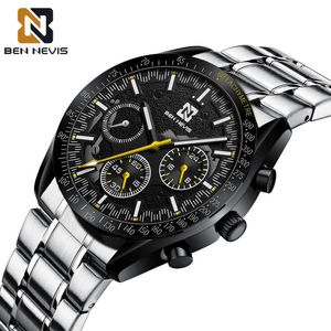 Horloges horloge voor heren Ben Nevis Mode Polshorloges Staal Zwart Zilver Creatieve Militaire Sportklok Uniek Design Relogio Masculino