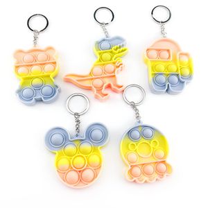 5 st Macaron Färg Keychain Fingertip Bubble Pendant Silicone Decompression Toy Thumb Game