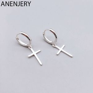 Personlighet Cross Pendant Hoop Earring Silver Färg Hypoallergena Öron Smycken För Kvinnor Män Gifts S-E1102