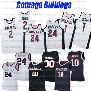 Maglie personalizzate Gonzaga Bulldogs College Basketball # 1 Jalen Suggs # 3 Filip Petrusev # 4 Ryan Woolridge # 22 Anton Watson