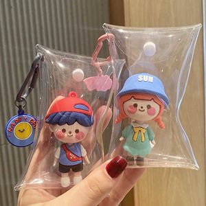 Creative Couple Keychain Transparent Bag for Walking Baby Small Change Bag Cute Ornaments Walking Baby Pendant Car Keyring Gifts G1019