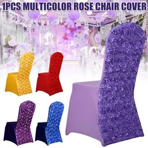 3d Rosen Stuhl Abdeckungen großhandel-Stuhlabdeckung mit D Rose Blütenblätter Muster Multicolor für Hochzeit Rosette Bankett Speisen