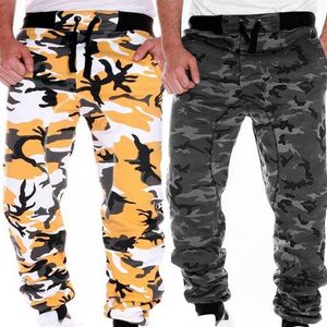 Calças masculinas Polyester Chic Homens Camuflagem Loose-Fit Sweatpants Lavável Cintura Elástica Casual para Exterior