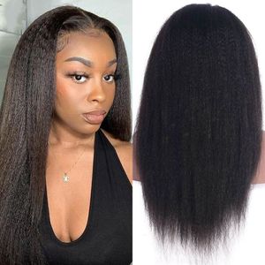 Brazilian Yaki T Part Lace Front Wigs 13x4x1 130% Density Human Hair Kinky Straight Wig For Black Women
