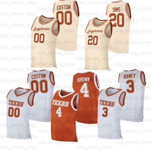 NEW Jerseys College Baseball Wears Custom Texas College Basketball 35 Durant 4 Greg Brown 1 Andrew Jones 0 Gerald Liddell 50 Will Baker 3 Co