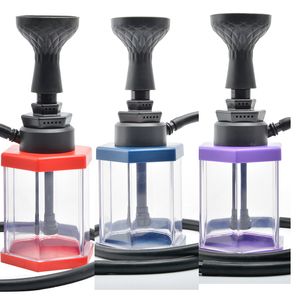 Hookah vattenrör Bong olja Dabs Rig Set Acrylic Arabic Hookah 33cm Hexagonal Form för KTV Bar Rökning Tillbehör Singel kiseldioxid Tips Pipe Bongs