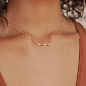 Anhänger Halsketten 2022 Mode Frauen Einfache Mama Brief Schlüsselbein Kette Halskette Edelstahl Muttertag Geschenke