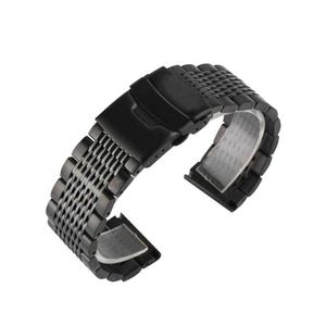 Classice Black Watch Armband Men's Watch Strap Correa 22mm 20mm 18mm 24mm rostfritt stål Watch Band Luxurious Horloge Bandjes H0915
