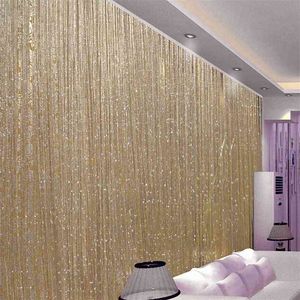 3x3m Flash Line Glänsande Tassel String Gardin Dörrfönster Dekoraktiv Divider Gardiner Glitter Valance Home Dekoration 210712