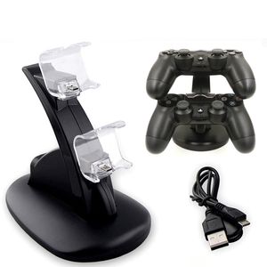 Games Joystick USB двойные зарядные устройства контроллер стойки светодиодные зарядки зарядки Blu-ray для PlayStation 4 PS4 удваивает зарядки GamePad аксессуары