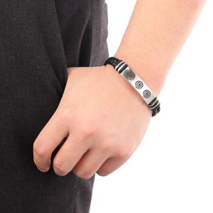 Men Wristband Black Silicone Mesh Chain Carved Letters Animal Stainless Charm Steel Bracelet Fashion Casual Bangle Jewelry