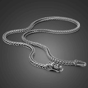 Dargon Wisiorek 100% 925 Sterling Chain Moda Mężczyźni Biżuteria 5mm 61cm Solidna Thai Srebrny Naszyjnik Retro