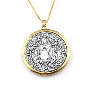 5pcs/lots Two-tone Virgin Mary medal Alloy Charms Pendant Necklaces Jewelry DIY 23.6 inches Chains Christmas gift A-562d