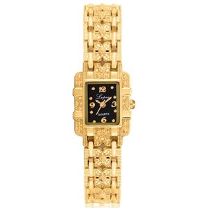 Gold-Armbanduhr für Damen, luxuriös, Edelstahl, Retro-Quarz-Armbanduhr, elegante Damen-Kleideruhr, kleine quadratische Zifferblattuhr