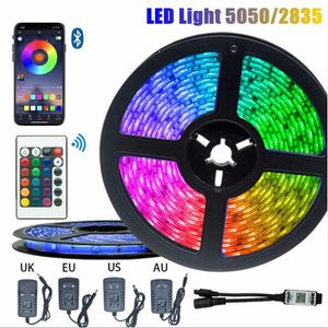 5050 LED LIGHT LIGHT BLUETOOTH Controler impermeável Background Lights Night Decoração Ribbon tiras flexíveis Decoração de lâmpada Au/Reino Unido/UE/EUA