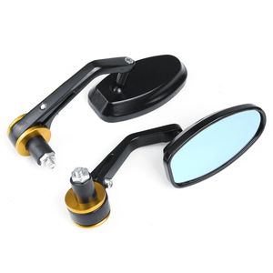 7/8 Inch 22mm Handle Bar Rearview Mirrors For Motorcycle Anti-glare Blue Lenses