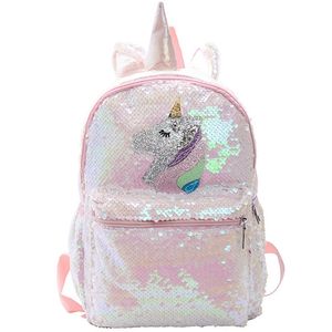 Backpack Unisex Cartoon Unicorn Sequin School Bookbag large capacity Book Storage Double Shoulder Travel Bag