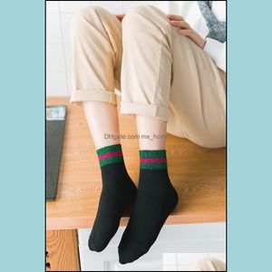 Strumpor baby barn kläder baby, moderskap s hajuku kvinnor glitter casual striped girls sier glänsande chic kvinna sox meias calcetines mujer 5