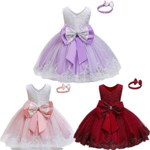 Toddler Girl Dress Purple Broderade Spädbarn Klänningar för Baby Girls 12m 3 5 Year Clothing Party Gown Princess Dresses Vestidos G1129