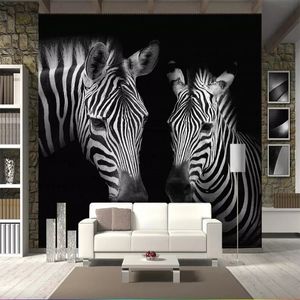 Anpassad foto tapet 3d retro vintage svartvitt zebra väggmålning vägg icke-vävd sovrum hem dekor vägg papper
