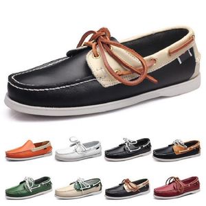 Style208 TMENS Correndo Sapata Couro Britânico Preto Branco Marrom Verde Amarelo Moda Vermelha Ao Ar Livre confortável Respirável Sapatos Esportivos