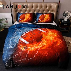 2 3st Sports Basketball Football Baseball Rugby Däcke Cover Kudde Case Queen King Size Soft Bedding Set No Filling Bed Sheet241Z