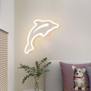 Lampada da parete moderna a forma di delfino in acrilico LED Night AC110V 220V soggiorno per bambini corridoio Deco Sconce lampada da bagno specchio faro
