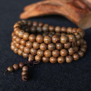 Pärlor, trådar 1 st 6mm/8mm Naturligt sandelträ Buddhistisk Buddha Meditation Trä Bön Pärla Mala Armband Armband Kvinnor Män Smycken