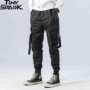 2021 Hip Hop Cargo Pants Pockets Men Streetwear Harajuku Joggers Pants HipHop Swag Ribbion Harem Pants Fashion Casual Trousers H1223