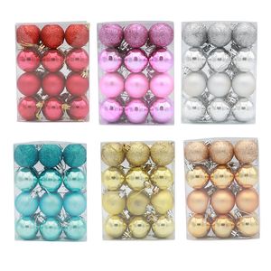 Decorações de Natal 4cm bola de natal 24 pcs por set 6 cor uv árvore de natal árvore ornamento casamento bolas de casamento por fedex a12