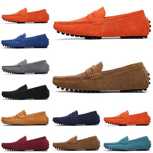2021 Running Shoes Promotion Walking Jogging Casual Fashion Black Light Pink Blue Red Gray Orange Green Brown Mens Slip On Lazy Leather Shoe