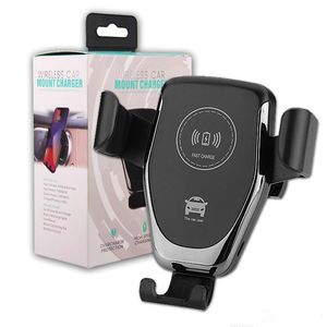 C12 Carregador de Carro Sem Fio 10w Rápido Monte Air Vent Vengitice Smart Phone Titular compatível para iphone 12 11 x mais e samsung s21 s20 s10 s9 nota 10 9 Q12 com embalagem