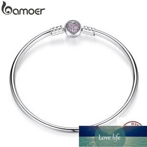 Bamoer Authentic 100% 925 Sterling Silver Snake Chain Heart Bangle Armband Lyx Smycken Pas904 Fabrikspris Expert Design Kvalitet Senaste Stil Original Status