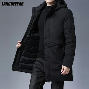 Di alta qualità imbottito marca moda casual spesso caldo uomo lungo Parka giacca invernale con cappuccio giacca a vento cappotti abbigliamento uomo 211214